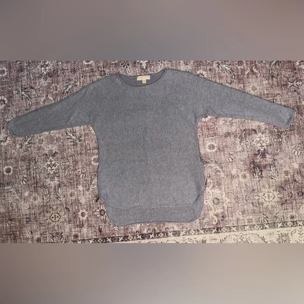 Michael‎ Kors Gray Long Sleeve Sweater Dolman Knit Zipper Detail Women Large EUC